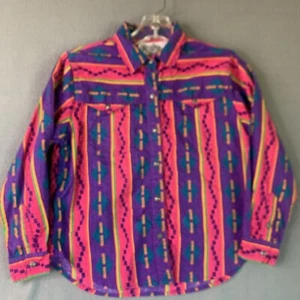 Vintage Rodeo Western Shirt Youth M Aztec 90s Southwestern Cowboy Western - Picture 1 of 9