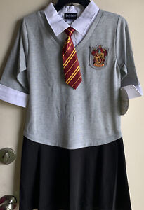 Harry Potter Girls Gray Gryffindo Wizard  Costume Dress Size child  XL
