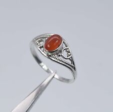925 Solid Sterling Silver Red Carnelian Ring-6 US o281