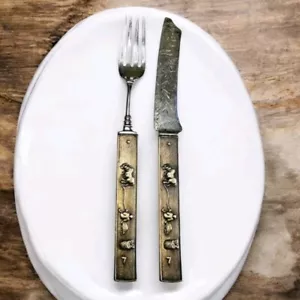 Coltello da frutta Kozuka Gorham sterling metallo misto forchetta dessert cavallo XIX secolo antico - Foto 1 di 19