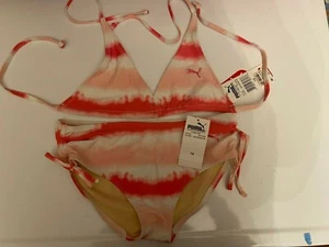 NWT PUMA 2 Piece BIKINI SWIMSUIT SIZE 14 Girls Blush Pink Tie Dye - Picture 1 of 6