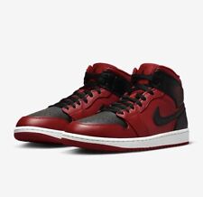 Nike Air Jordan 1 Mid Reverse Bred Black Red Shoes Men's 554724-660 New With Box