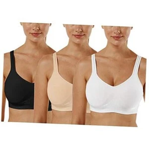 Women's Wirefree Bras Seamless Full Coverage Medium 3pcs Black+ White+ Khaki - Picture 1 of 7