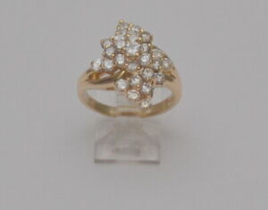 14K Yellow Gold 1.70 Ct Natural Diamond Cluster Ring Size 7.5