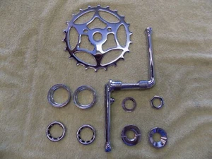 VINTAGE BICYCLE DOG LEG CRANK 22 SKIP TOOTH SPROCKET BOTTOM BRACKET SET #489 - Picture 1 of 4