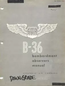 1952 B-36 BOMBARDMENT OBSERVERS PILOT FLIGHT MANUAL AIRCRAFT HANDBOOK-RARE-CD - Picture 1 of 12