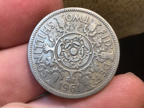 1961 GREAT BRITAIN Florin Two Shillings COIN, 1 Coin Cover