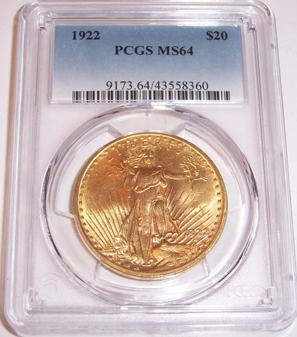 1922 $20 Philadelphia Near GEM St Gaudens Double Eagle PCGS MS64!!! Cover