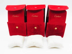 Auth Genuine Cartier Watch Travel Pouch Case Storage Box 3p set With Pillow EX - Picture 1 of 10