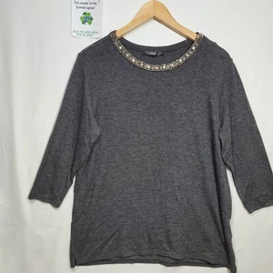 George Blouse Women Size 14 Grey 3/4 Sleeve Cowl Neck Ladies Top - Picture 1 of 10