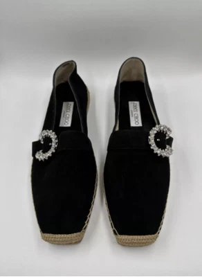 Jimmy Choo Black Suede Flats Size 39.5 Floor Sample - Image 1 of 4