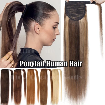 Thick Clip in Human Virgin Hair Extension Wrap On Pony Tail Mixed Color Ponytail - Image 1 of 4