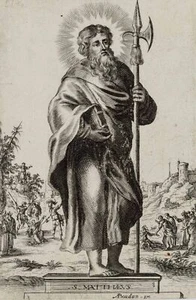 A. BOUDAN (1600-1671), Apostel Matthäus mit Hellebarde, Kupferstich Barock - Bild 1 von 4