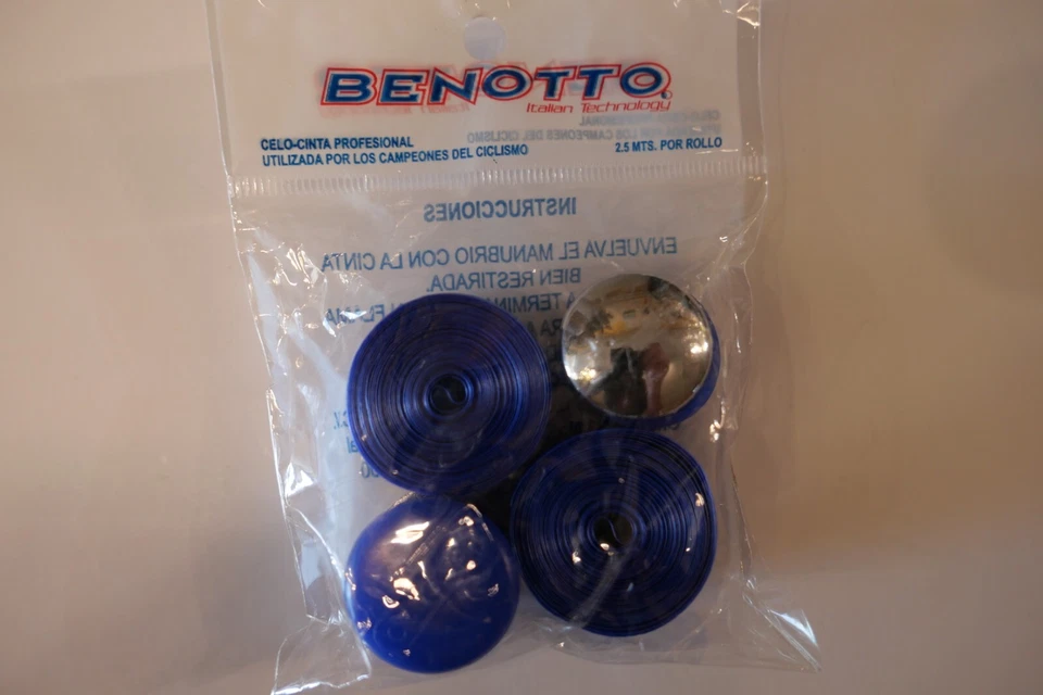 Benotto Handlebar tape blue modern production with plastic and chrome plugs nice - Image 1 of 4