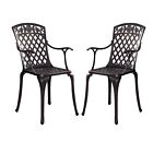 Cast Iron Patio Chairs Set Of 2 ,outdoor Dining Chairs With Armrest Bronze