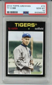 Tarjeta de béisbol 2012 Topps Archives #74 Ty Cobb Detroit Tigers PSA 10 Low Pop rara - Imagen 1 de 2