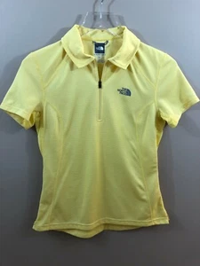 The North Face Women's Geomesh 1/4 Zip Polo Shirt Yellow Waffle Vapor Wick Sz S  - Picture 1 of 6
