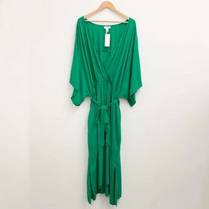 Loralette by City Chic Green Plain V-Neck Faux Wrap Wide Sleeve Dress UK 26/28 - Picture 1 of 8