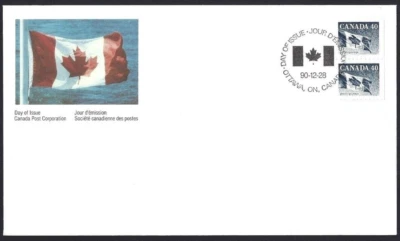 Canada   #1194c Coil   " CANADIAN FLAG "    Brand New  1990  Ofdc Pair Issue - Image 1 of 2