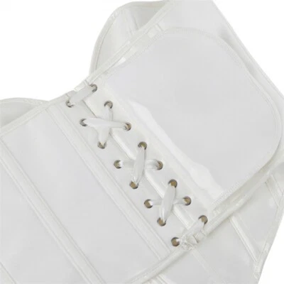 Sexy corsé de cuero PVC con cordones negro delgado para mujer resistente Foto 1 de 4