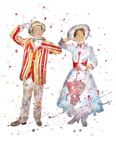Libro de cuentos Mary Poppins silueta splat bellas artes estampado de inyección de tinta giclee - Imagen 1 de 1