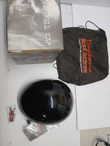 Daytona Helmets Skull Cap W/O Visor- Hi-Gloss Black Motorcycle DOT Helmet Med - Picture 1 of 9