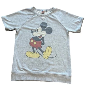 Mickey Women Sz Small Short Sleeve Retro Sweatshirt Junk Food Gray Short Sleeve - Picture 1 of 11