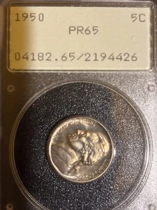 1950 Jefferson 5c Proof In A Old Rattler Holder Pcgs Pr 65 Ogh - Picture 1 of 2