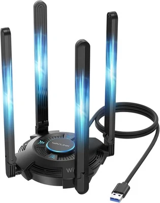 WAVLINK WiFi 7 USB WiFi Dongle for PC, BE6500 Tri-Band USB WiFi Adapter with Bui - Image 1 of 3