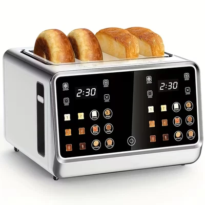 4-Slice Touchscreen Smart Toaster Dual Control, Bagel/Reheat/Defrost Stainless