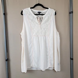 Torrid Sleeveless Blouse Tank Top Sz 4 Swiss Dot Lace Yolk Pink Rayon Boho Fairy - Picture 1 of 12