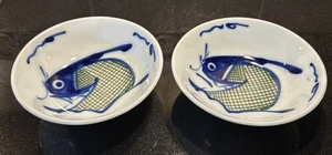 Vintage set of 2 Koi Rice Bowls 6” Japan Vintage Hand Painted - Picture 1 of 5