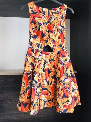 Primark ladies Orange Floral One Piece Summer Dress  size 6 - Image 1 of 2