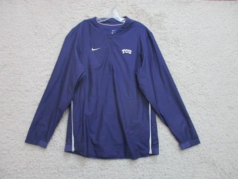 Nike TCU Horned Frogs Jacket Large Adult Purple Quarter Zip Vented Swoosh Mens L Cover