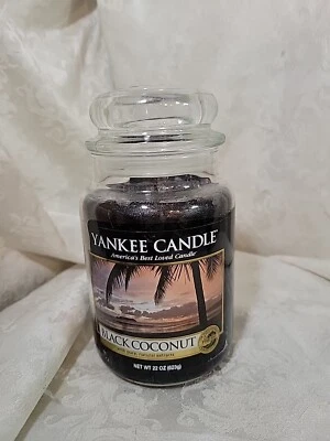 Yankee Candle BLACK COCONUT Large Jar - Classic Label - NEW - Image 1 of 4