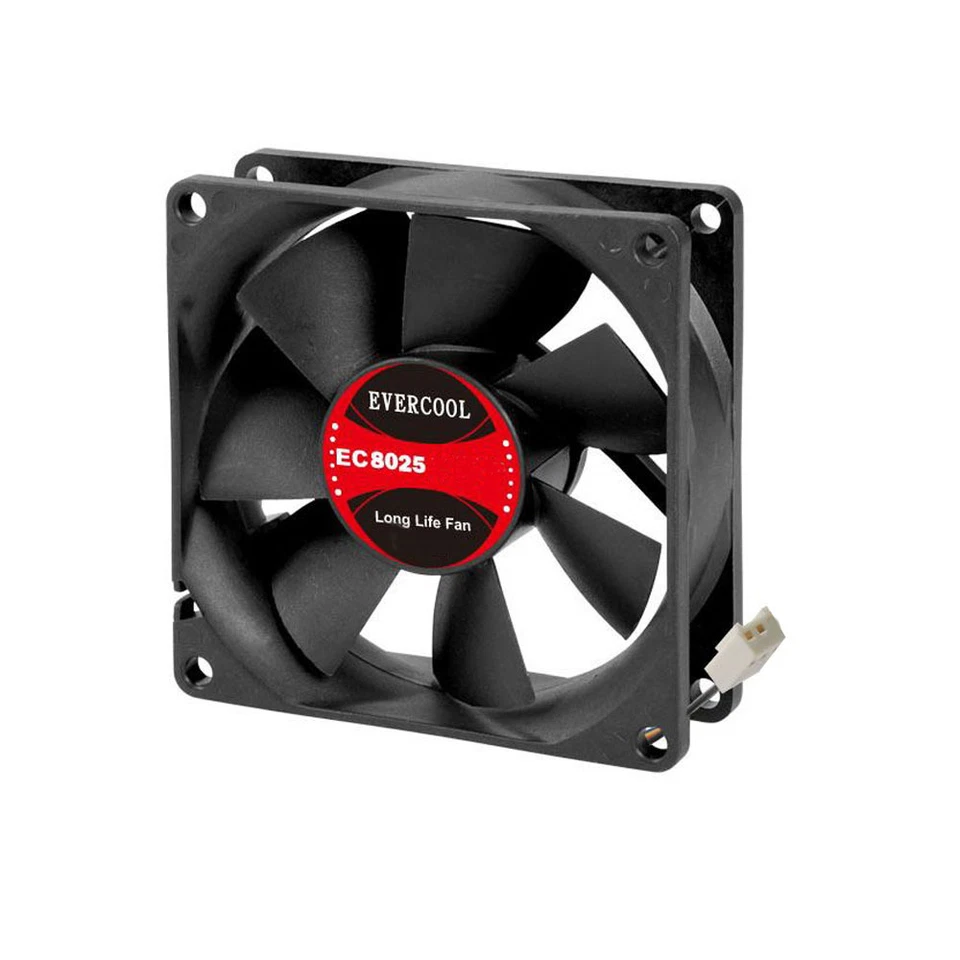 Evercool 80mm 8cm 80 x 80 x 25mm 2 Pin 5 Volt PC case Fan (M) EC8025M05 - Image 1 of 1