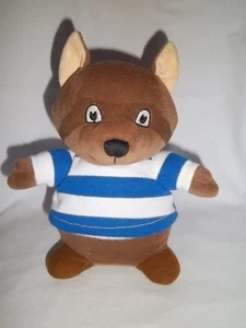 EDEN 8" Plush RACOON Brown White Blue Striped Shirt Vintage Stuffed Animal Toy - Picture 1 of 2