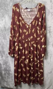 🆕 Ava & Viv Women's Balloon Long Sleeve Smocked Midi Bodice Dress Size XXL - Picture 1 of 8