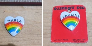 Vintage Pauline & Marla Rainbow Pin Buttons Golden MT Taiwan Lot - Picture 1 of 5