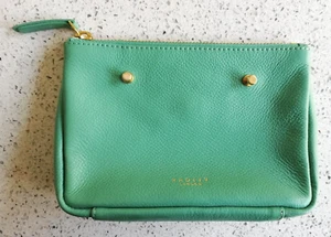 Radley London Aqua Pale Green Leather Pouch Cosmetics Bag NEW no tags - Picture 1 of 3