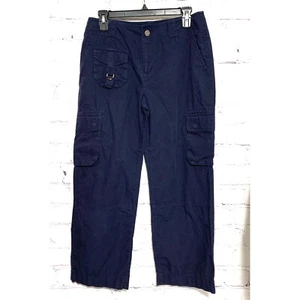 LRL Lauren Ralph Lauren Womens 8 Active Pants Ripstop Cargo Pockets Dark Blue - Picture 1 of 3