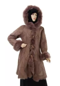 Damenjacke Felljacke Lammfelljacke Kapuze Taupe bis Gr.46 NEU Winterjacke - Bild 1 von 5
