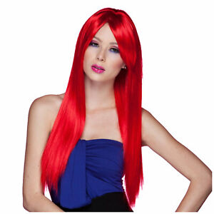 Adult Women's Long Red Little Mermaid Bangs Ariel Jessica Rabbit Costume Wig