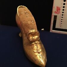Antique Gold Coloured Spelter Shoe Pin Cushion Victorian Era