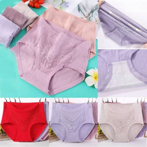 High Waist Woman Thin Panties Sexy Middle Aged Cotton 100kg Ladies Underwear - Picture 1 of 20