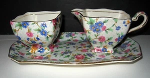 Royal Winton Grimwades "OLD COTTAGE CHINTZ COUNTESS" Tray Creamer Sugar #9632 - Picture 1 of 11