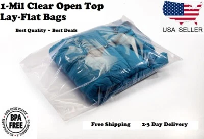Clear Plastic Bags Open Top Lay Flat 1 Mil Baggies Large Small 1Mil Poly Bolsas - image 1 of 4