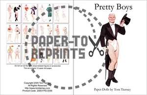 GAY INTEREST - PRETTY BOYS PAPER DOLL PIN-UP PARODY - TOM TIERNEY - REPRINT - Picture 1 of 13
