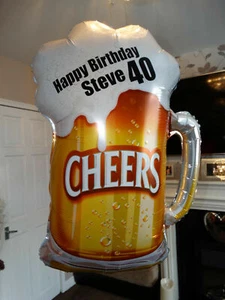 Beer balloon PERSONALISED Pint Glass Birthday Balloon Supershape Foil - Picture 1 of 1