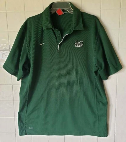 Nike Team Mens XL Marshall University Thundering Herd Green Polo Shirt New Short Cover